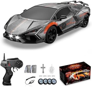 Sakeye RC Drift Car, Drifting RC Car 2.4GHz 1:16 4WD High Speed Remote Control Cars Vehicle with LED Lights Two Batteries and Drifting Tires Racing Sport Toy Cars for Adults Boys Girls Kids Sliver
