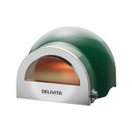 Delivita Flow Dual Fuel Pizza Oven – Gas and Wood Fired Outdoor Pizza Oven –Tabletop Design – Cooks 14” Pizza in 90 Seconds – 45kg – Racing Green