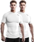 [DRSKIN] Athletic All Sport Training Short Sleeve Shirt Base layer men women, White 2p, XXL