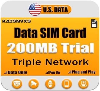 4G LTE Cellular Data Only SIM Card for Security Cameras Compatible with USA Nationwide Networks for Hunting Trail Cameras, Game Cameras, Tablets, Unlocked IoT Device, No Voice, No Text, No Contracts