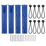 PATIKIL Fishing Rod Holder Bracket 4 Pack with 8 Ball Elastic Cords, Nylon Wall Mount Tube Rod Pole Rack Side Mount with Screws for Boat Kayak, Blue