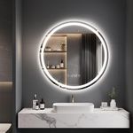 Dripex 500 mm Round Bathroom LED Mirror, Circle LED Mirror Bathroom with Light, Illuminated Backlit Wall Mounted Mirror with Demister, Anti-fog, 3 Lighting Modes, Dimming Light, IP44