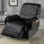 STONECREST Cooling Recliner Chair Cover - Silky Satin Recliner Cover, Recliner Slipcover Stay in Place (Black, Recliner 23"(58CM) Regular)