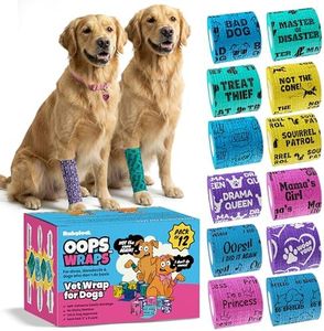Vet Wrap for Dogs – Funny Dog Bandages for Wounds - 12 Pack of 2" Self-Adhesive Vet Tape - Breathable Pet Wrap Bandage for Hot Spots & Injuries, Dog First Aid Kit Supplies - Oops Wraps by Rubyloo
