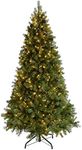 WeRChristmas Pre-Lit Craford Christmas Tree with Pinecones & 500 Chasing Warm LED Lights, 7 feet/2.1m