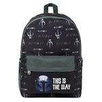 Disney The Mandalorian School Bag Baby Yoda Kids Backpack for School Travel Sports Zipped Pocket Star Wars Gifts (Black)