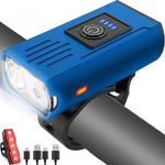 Victoper Blue Bike Light, High Lumens Super Bright Bike Lights, 6+4 Modes USB Rechargeable Bicycle Headlight & Taillight Set, Waterproof Safety Bikes Front & Rear Lights for Road, Night Riding