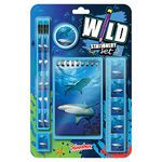 Wild Stationery Set - Shark from Deluxebase. These cool school stationary sets for boys include 2 pencils, eraser, sharpener, ruler and notebook