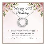 MOROTOLE 50th Birthday Gifts for Women 925 Sterling Silver Necklac 50th Birthday Card 50 Birthday Gifts for Women Mother's Day Presents for Mom Necklace Birthday Gift for Grandma