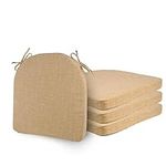 ELFJOY Set of 4 Chair Cushions for Dining Chairs with Ties 17x17x2 inches Non Slip Office Chair Cushion and Seat Cushion with Removable Cover,Khaki