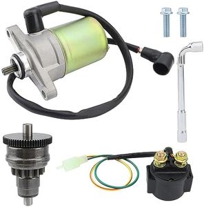 shamofeng Starter w/Bendix & Relay for GY6 49cc 50cc 60cc 80cc 100cc 4-Stroke 139QMB 139QMA Scooter Moped ATV, for TaoTao Jonway Sunl Roketa Baja Most Chinese Brands, Single-Wire w/Screws & Wrench