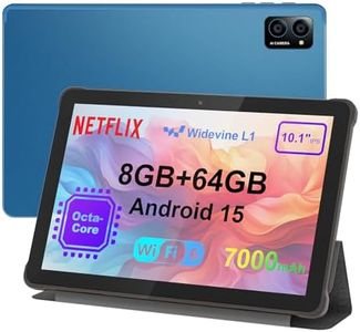 10 inch Android 15 Tablet: Octa-Core, 8GB RAM 64GB, 7000mAh, with Stand Case, IPS HD Display, Wi-Fi 6, OTG, Metal Body – Fast & Portable Tablet for Work & Entertainment, 2-Year Protection