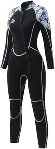 AICARSHI Womens Full Body Wetsuit 3mm - Neoprene Diving Suits Front Zip Dive Skin Lightweight Wet Suit Rash Guard Quick Dry for Diving Snorkeling Surfing Swimming, Medium