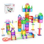 PicassoTiles 70 Piece Marble Run Race Track Magnetic Tiles Magnet Building Block Educational Construction Toy Set Playset STEM Learning Kit Child Brain Development HandEye Coordination Training PTG70