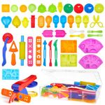 Lictin Clay Dough Tools Kit, 43Pcs Clay Modelling Tool Kit Includes Stamp, Extruder, Rollers, Cutters Molds, Multicolored Plastic Play Dough Tools Accessories