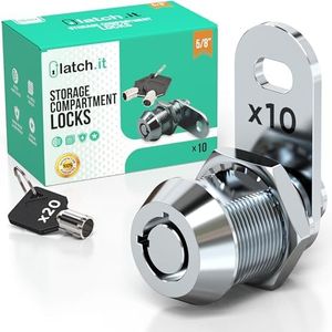 LATCH.IT Lot de 10 verrous de rangement pour camping-car de 1,6 cm | Lot de 10 verrous de compartiment pour camping-car | 100 % métal pour porte de rangement sur camping-car | 20 clés | Vérifiez la