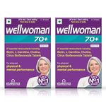 Wellwoman 70+ multivitamins for women over age 70 with Biotin, Isoflavones, Zinc, VitaminD to support physical & mental health, improve cognitive function & energy levels| Vegetarian 30 Tablets (Pack of 2)