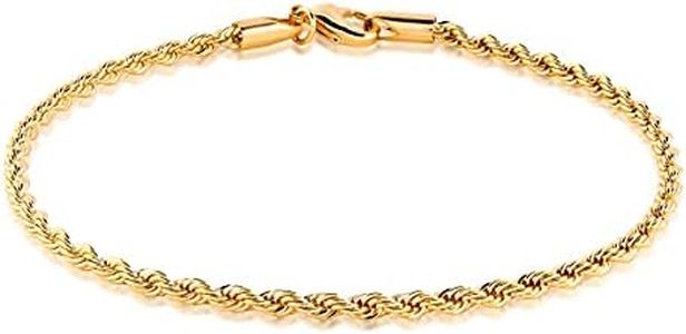 Barzel 18K Gold Plated Braided Rope Anklet for Women, 10 Inches - Made In Brazil