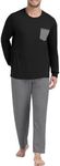 PrinStory Men's Pajama Sets Sleepwear Casual Long Sleeves Crewneck Shirts and Pants Soft Sleep Sets 2024 Dark Gray XL