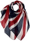 GlamLondon Union Jack Scarf - Great Britain UK Patriotic British Flag Red Blue White Mix Oversized Scarves