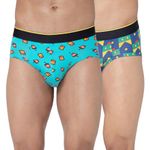 Bummer Men's Printed Micro Modal Briefs Underwear | Ultra Soft & Breathable | Combo Pack of 2 (in, Alpha, M, Mc Bum, Lazy Luna)