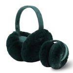 Winter Earmuffs for Women Faux Fur Ear Muffs Warm Kid Plush Earmuffs Foldable Ear Warmer Windproof Foldable Ears Covers (Dark green)