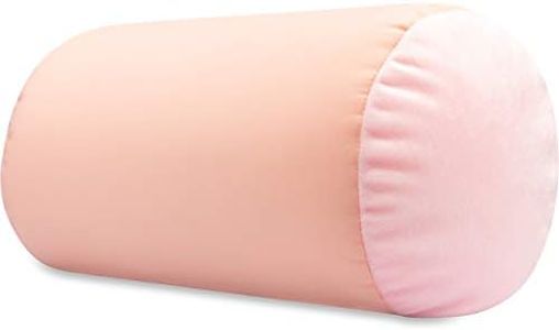 Microbead Bolster Neck Roll Pillow, Gently On Body, Head, Neck & Shoulders No Pain Rest, Relax Sleep - Silky Feel Prevent Wrinkles & Hair Breakage - Lightweight Cylinder Tube, 14" x 8", Cream Peach