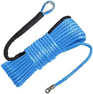 RIOOP Synthetic Winch Rope, 1/4 Inch x 50 Feet 9,500LBs Winch Cable Line with Protective Sleeve for ATV UTV (Blue)