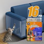 【NO PINS Pain】 Cat Scratch Furniture Protector Self-Adhesive Single Side Couch Protector from Cat Claws,Furniture Protectors from Cats Scratching,Anti Cat Scratching Protectors (16P, Single)