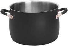 Meyer Accent Series Hard Anodised Stainless Steel Cookware 24cm/7.6liters Stock Pot, Pots and Pans, Induction Compatible, Dishwasher Safe, Oven Safe, Matte Black