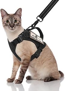 SALFSE Tactical Cat Harness and Leash, Escape Proof Large Cat Walking Vest,Adjustable Soft Mesh Pet Vest Harness with Control Handle, Molle Patches Black