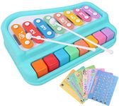 Toyshine 2 in 1 Baby Piano Xylophone Toy for Toddlers 1-3 Years Old, 8 Multicolored Key Keyboard Xylophone Piano, Preschool Educational Musical Learning Instruments Toy for Baby Kids Girls Boys