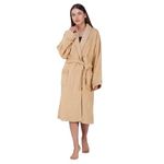 Rangoli Sunshine 100% Cotton Bathrobes For Women - Beige | 500 GSM Ultra-soft & Lightweight Bath Robe With Rope | Highly Absorbent Luxurious Bath Gown Robe For Ladies | After Bath Robe - Free Size