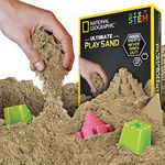 National Geographic Play Sand with Castle Molds and Tray - 2 Lbs (Natural) - A Kinetic Sensory Activity