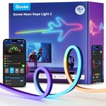 Govee Neon Lights, RGBIC Neon Rope Light 2 Works with Matter, Alexa, Google Assistant, Custom DIY Neon Strip Lights for Bedroom and Wall Decor, Shape Mapping, Softer Material, 16.4ft, Black