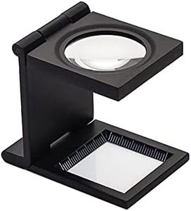10X 28MM Mini Three-Folding Magnifier Zinc Alloy Magnifier Magnifying Glass with Scale for Textile Optical Jewelry Sewing Thread Collection Repair