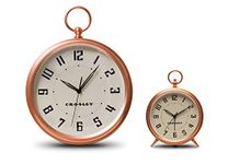 Timelink Crosley DECO Finial Alarm and Wall Clock Set, Rose Gold