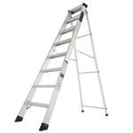 TB Davies 1200-028 Heavy-Duty Swingback Step Ladder, 8 Tread, Aluminium, 150kg Work Load, EN131 Professional