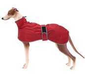 Geyecete whippet coat greyhound coat Dog Winter Coat with Warm Fleece Lining, Outdoor Dog Apparel with Adjustable Bands Premium Dog Clothes For Medium, Large Dog -Red-M