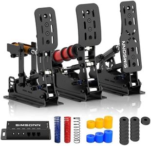 SIMSONN Plus X Sim Racing Pedals PC Racing Simulator Pedals Pressure Sensor 200KG Load Cell Brake Pedal HE Hydraulic Pedal Support Haptic Reactor (Black-P3-H3)