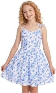Teen Girls Floral Spaghetti Strap Party Dress Blue Floral 14-15 Years