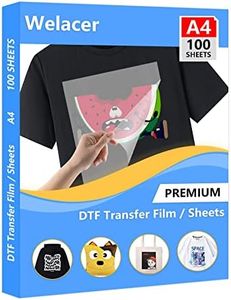 100 Sheets DTF Transfer Film Paper A4 Double Sided Thick Clear Pretreat Sheets, Cold & Hot Peel PET Heat Transfer Paper for Epson Inkjet Printer DTG Printer Direct Print On T Shirts Textile