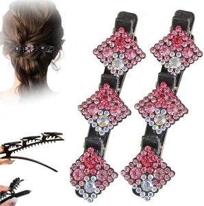 Women's Braided Hair Clips, 2025 New Sparkling Crystal Stone Hair Clips, Short Duckbill Clips, Braided for Ladies and Girls Crystal Stone (K)