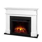 Real Flame Harlan 55” Electric Fireplace with Mantel for Living Room or Bedroom, Replaceable Fireplace Insert Heater, Realistic Log and Flame Effect, Remote Control, Timer, White