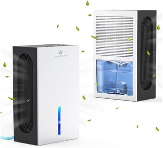 HANNEA® Dehumidifier for Room Moisture Dehumidifier for Bedroom Cloakroom Closet or Space Within 500 ft² Daily Dehumidification Capacity 0.6-1.1L/Day with Drainage Pipe 2 Working Modes 2.4L water tank
