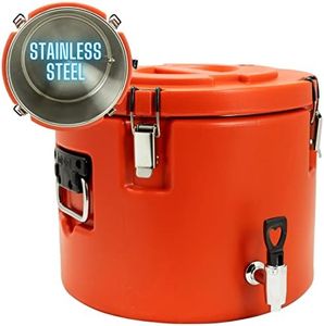 5 Gallon Insulated Beverage Cooler: Stainless Steel Interior with Spout/Spigot, Portable Sports Cooler for Camping Games - Includes Dispenser Faucet - Fun Round Water Jug - Stackable (Red)