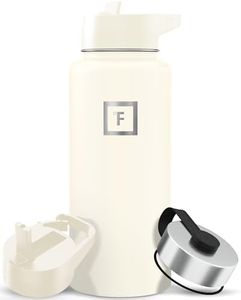 IRON °FLASK Camping & Hiking Hydration Flask with Straw, Wide Mouth Insulated Stainless Steel Sports Water Bottle - 32 oz Cashmere Cream