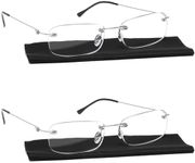 Viseng 2 Pairs Reading Glasses Unisex Super Lightweight Rimless Quality Readers Ultra Thin Clear Lenses Frameless Reading Glasses +1.5