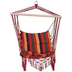 Outsunny Hammock Chair Swing Colourful Striped Tree Hanging Seat Porch Indoor Outdoor Fabric Garden Furniture