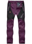 TBMPOY Women's Waterproof SKi Snow Pants Softshell Fleee Lined Warm Insulated Winter Hiking Pants(Purple CA S)